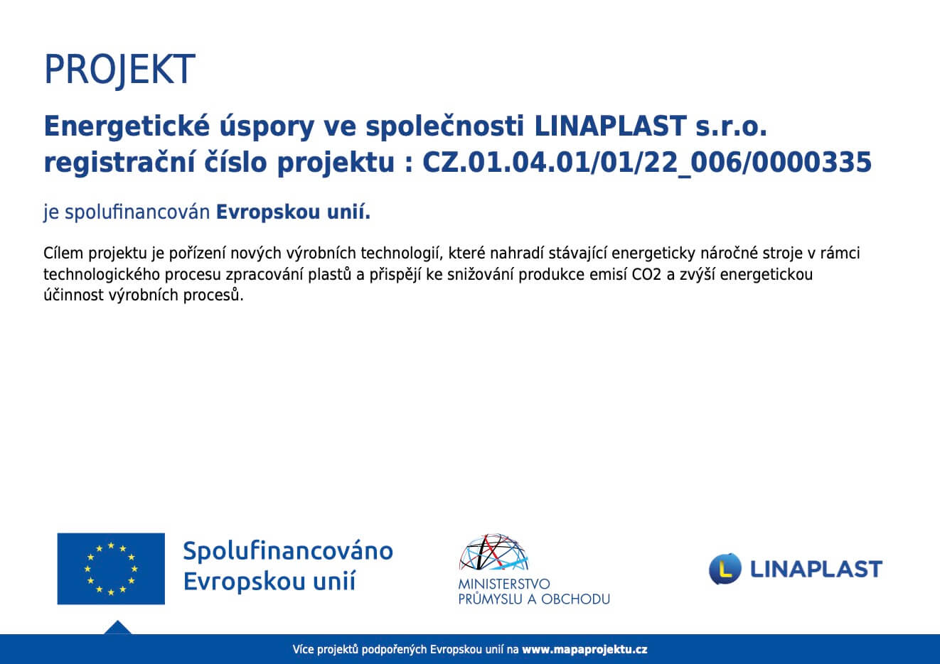 Energetické úspory ve společnosti LINAPLAST s.r.o.